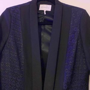 🔹 SANDRO PARIS🔹classic classy blazer jacket M 38 black blue diamond pattern